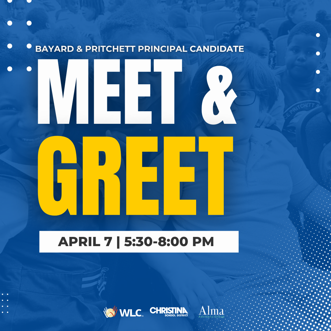 blue and yellow graphic with the words 'Meet and Greet'